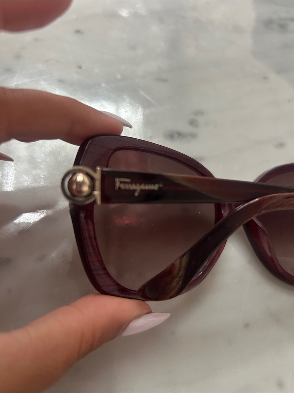 Salvatore Ferragamo Women's Burgundy and Brown Gradient Oversized Sunglasses - Picture 7 of 16